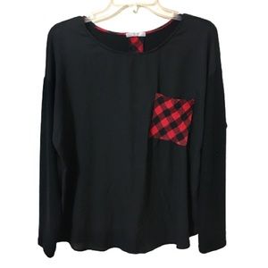 Le Lis Christmas Top/Blouse - Black/Red - Medium